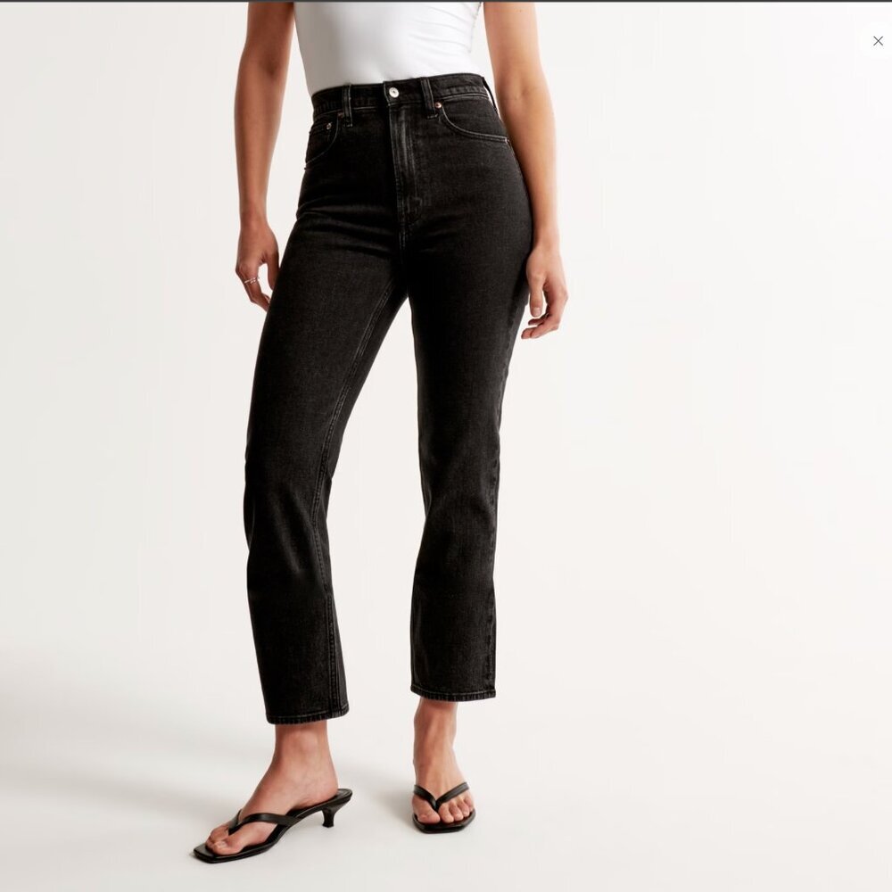 Abercrombie & Fitch Ankle Straight  Ultra High Rise black Curve Love jeans 32/14